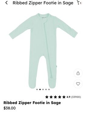 Kyte Baby Ribbed Zipper Footed One-Piece Pajamas